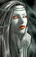 The eyes and lips on this black and white image are animated using the colorization technique.