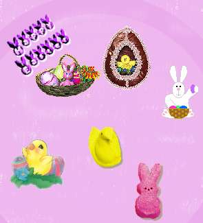 Easter graphics made into tubes and placed on an airbrushed background with text.