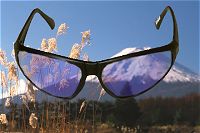 sunglasses merged onto photo and mask applied to the lenses making them transparent.