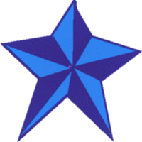A blue star made with the Point to Point Line.