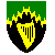 Per chevron throughout vert and sable, a chevron rayonny throughout and a harp or.