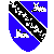 Azure, on a bend sable fimbriated between two cats couchant, a branch of ivy argent