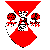Per saltire gules and argent, a tower counterchanged between in fess two trees eradicated gules.