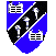Azure, on a bend sinister sable fimbriated between two open books, three torches palewise argent