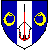 Azure, on a pale argent between two snakes involved in annulo respectant Or, a bow gules