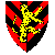 Chevronelly inverted counterchanged gules and sable, a leopard rampant to sinister Or. I think...