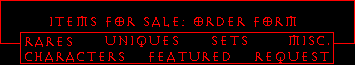 Items for Sale: Order Form