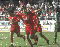 Festejo de gol de Cardozo contra el Santos.