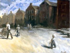 painting of an old town