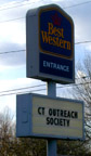Best Western marquee "CT Outreach Society"