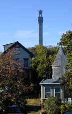 Picture of the Provincetown Pilgrim Tower, viewed from the balcony of the Carpe Diem Guesthouse
