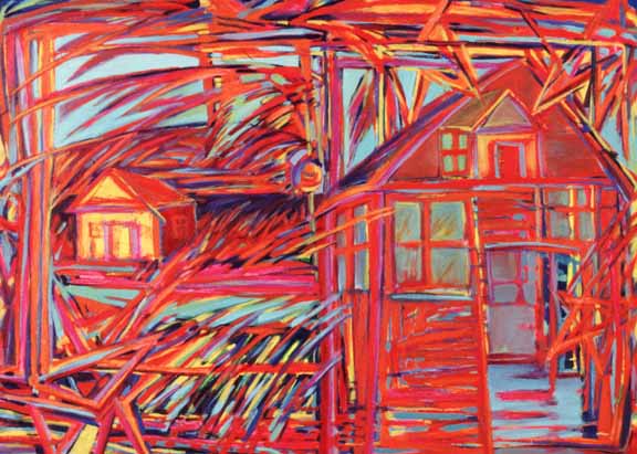 Fire House, oil on canvas, 38" by 50"