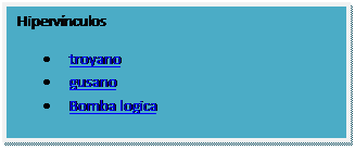 Cuadro de texto: Hiperv�nculos
�	troyano
�	gusano
�	Bomba logica
