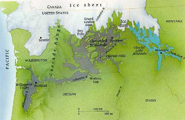 Gebiet der Missoula-&Uuml;berflutung; The Ice Age Flood s Institute