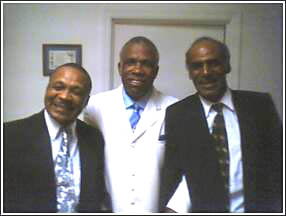 Deacon Green, Bishop Cooke, and Elder Crews smiling proud for Father's Day Sunday morning
