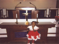 Sister Stanley's daughter Molayo, reciting her poem for the Christmas service, December, 2006