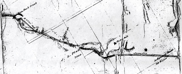 Maitland Road circa 1840 showing Platt's Mills