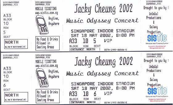 Jacky Cheung Music Odyssey VIP tickets