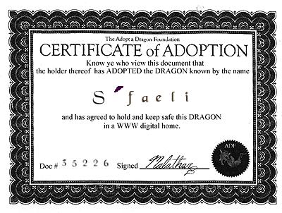 S'faeli's adoption certificate!