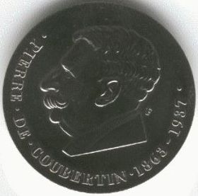 [DDR-Medaille auf Coubertin 50 Jahre sp�ter]