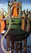 Kirchenvater Augustinus (links) predigt der
Menschheit: Die Darstellung aus dem 15. Jahrhundert zeigt auch Antipoden, Menschen auf der anderen Seite der Erdkugel
