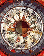 Illustration im Buch "Werk Gottes" der Hildegard von Bingen aus dem 12. Jahrhundert: Ein Erdball, auf dem gleichzeitig verschiedene Jahreszeiten herrschen