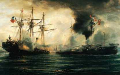 [Der Huascar rammt die Esmeralda]