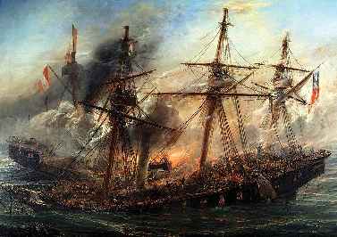 [Der Huascar rammt die Esmeralda]