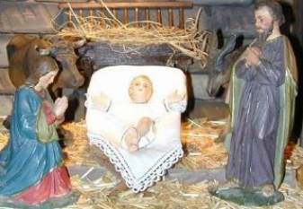 [Krippe mit Ochs und Esel]