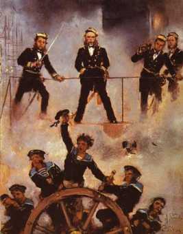 [Admiral Tegetthoff in der Schlacht von Lissa 1866 (Gemälde von Anton Romako 1880)]