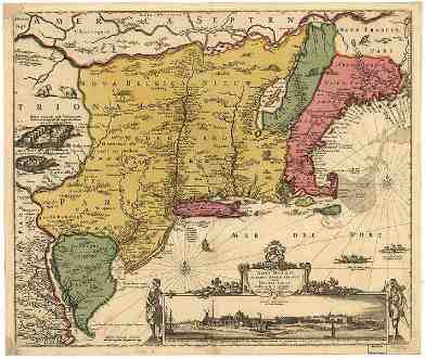 [Karte der Neuen Niederlande mit Neu Amsterdam im 17. Jahrhundert]