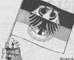 [Bundesb�rger schwenkt Flagge der Gro�-BRD mit neuem 
Staats-Symbol]