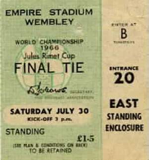 [Eintrittskarte zum Finale der Fu�ball-WM 1966 in Wembley - billigster Stehplatz 18.- DM]