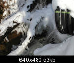 Snow and ice around drainage area
