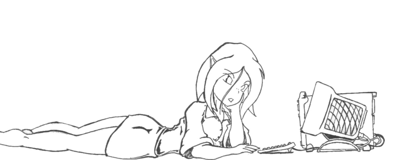 Millia's cute picture of me at the computer
