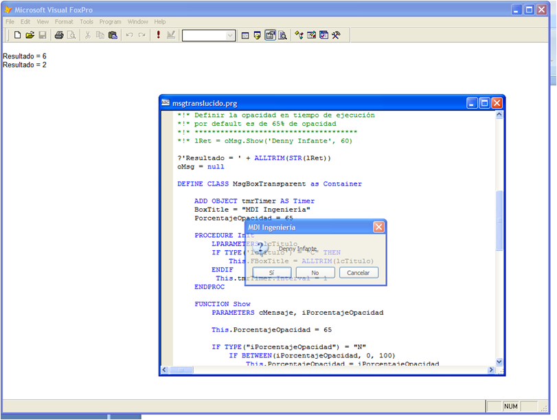 VFP MessageBox Transparente