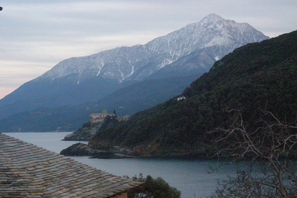 Mount Athos, Holy Monastery of Stavronikita, view from a Holy Cell