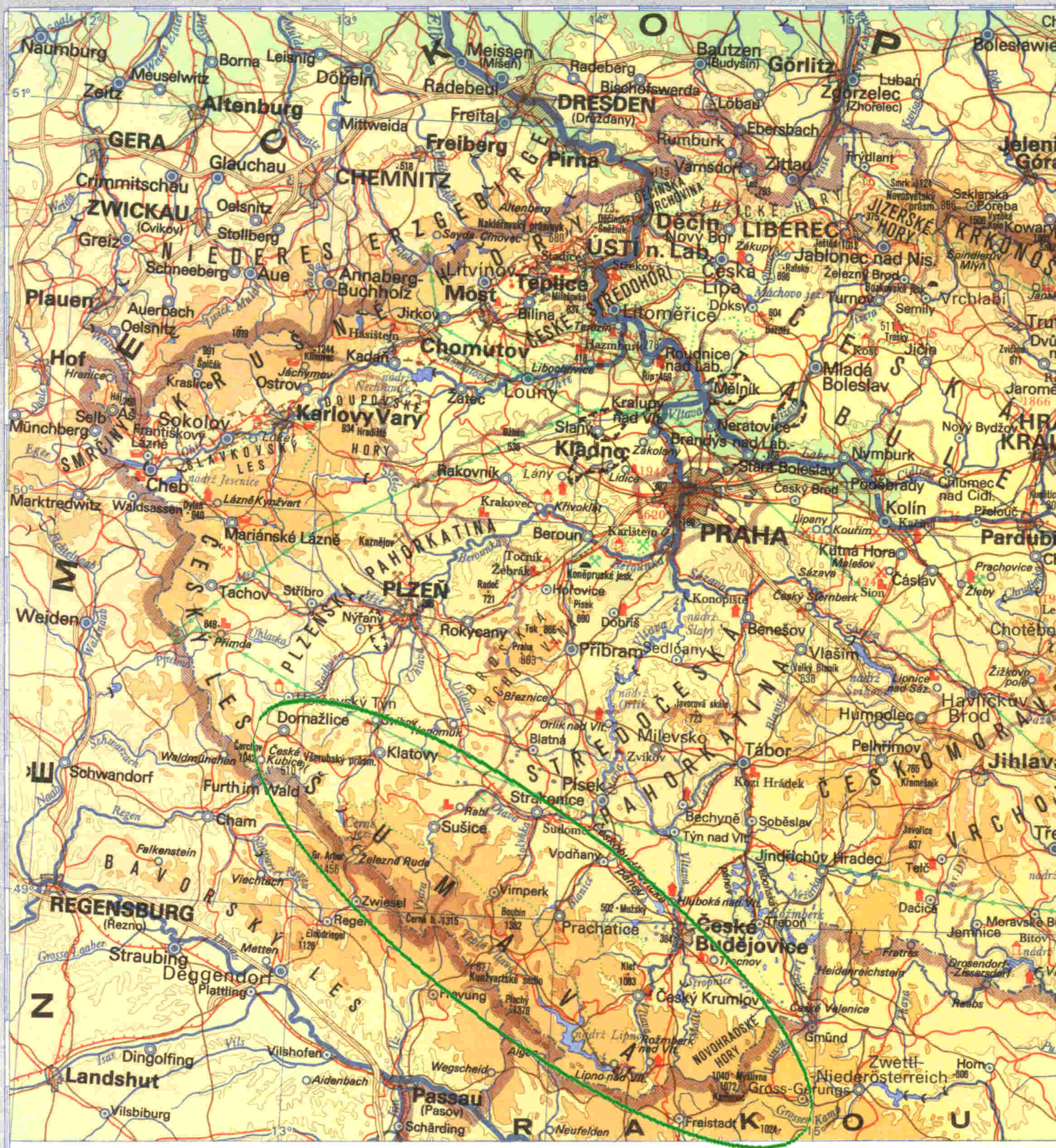 Karte Böhmen