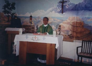 Rev. Fr. Romeo Zantua at the altar of the chapel