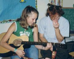 David "teaching me" Breakfast at Tiffany's on his guitar.&nbsp; In reality, he's just laughing at me.