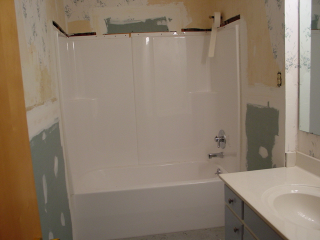 New tub with some drywalling done