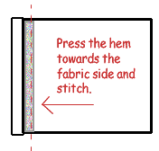 iron hem towards center and stitch