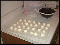 place balls on wax paper