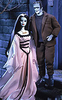 Barbie and Ken as Lily and Herman Munster