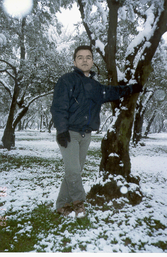 DJ KARACA walking on snow on a wintry day...