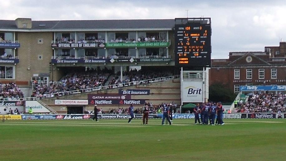 England celebrate the wicket of Chris Gayle; West Indies 108-3
