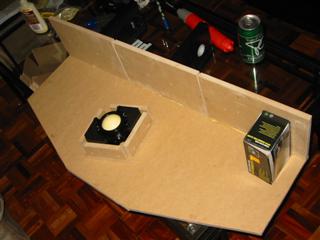 Starting to glue the back of the control panel