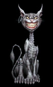 OMG!! Isn't he just the coolest!!! This is the Cheshire Cat from the dark computer game 'Alice'. I think that this cat is just a badass looking kitty. 