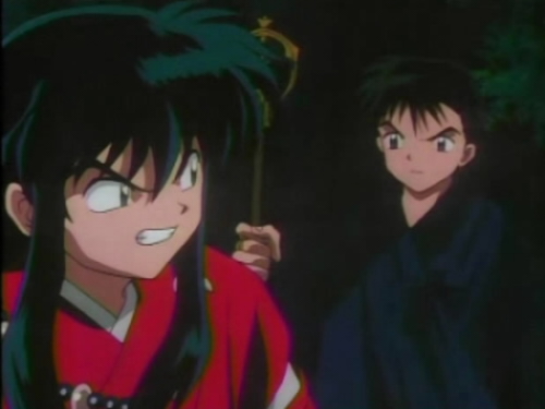 Inuyasha in his full human form with Miroku