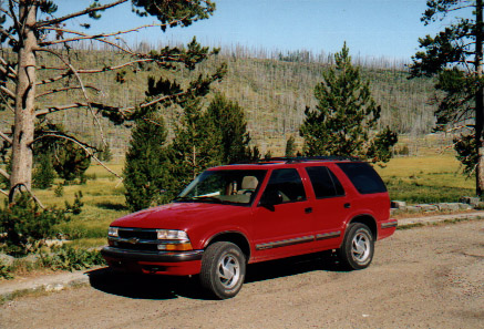 Blazer parked in Yellowstone